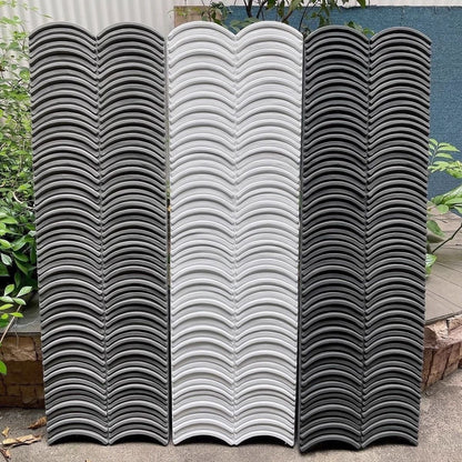 Panou decorativ 3D, efect piatră ondulata, ultraușor, Naimeed D7567, pentru interior și exterior, 123x37x3.5cm, Alb