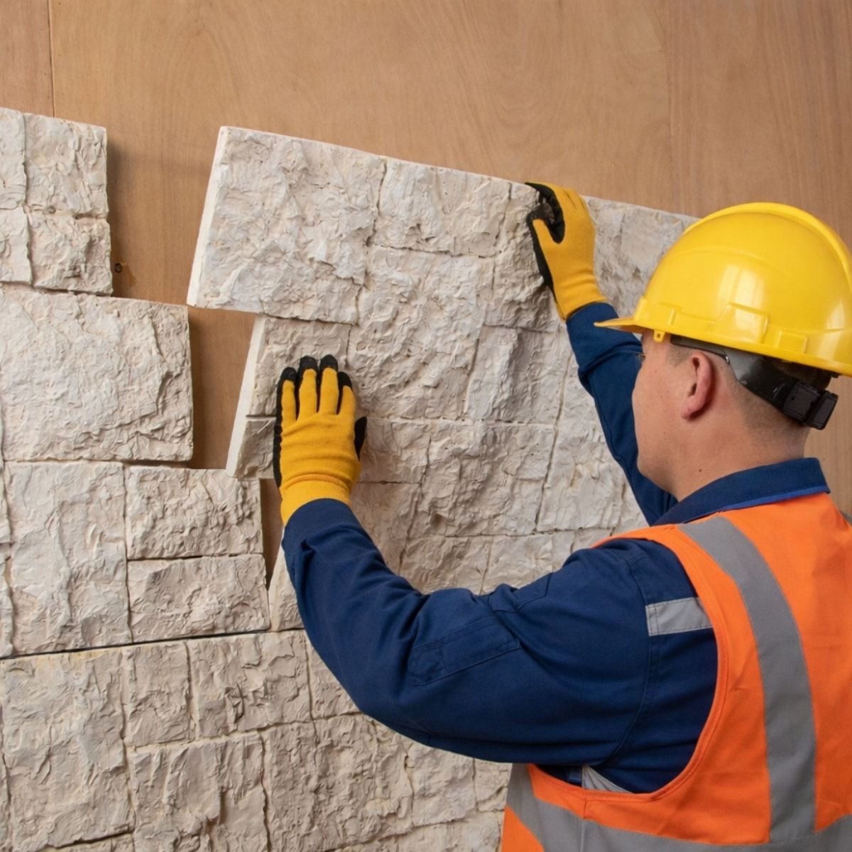 Panou decorativ 3D, efect piatră naturală, ultraușor, Naimeed D7597, pentru interior și exterior, 120x78x3cm, Maro espresso