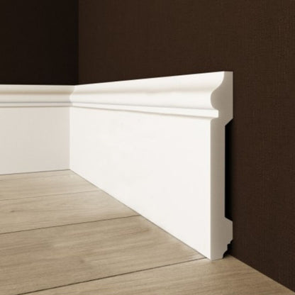 Plinta decorativa, polimer rigid, Naimeed D7607, Alb, 230x10x1.2cm