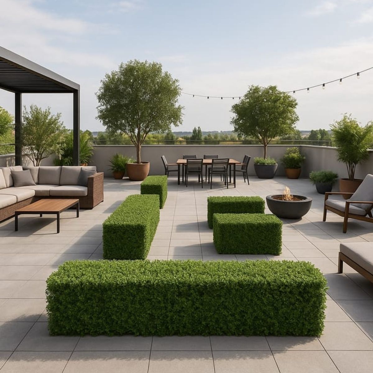 Gard viu din plante artifciciale, cu structura din metal, Naimeed D7457, dimensiuni 206x105x33cm