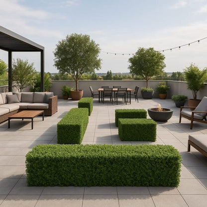 Gard viu din plante artifciciale, cu structura din metal, Naimeed D7460, dimensiuni 206x105x33cm