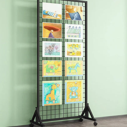 Paravan metalic cu roți pivotante 360°, Naimeed D7462, ideal pentru organizare și expoziții, Dimensiuni 100x229cm, Negru - 221.ro