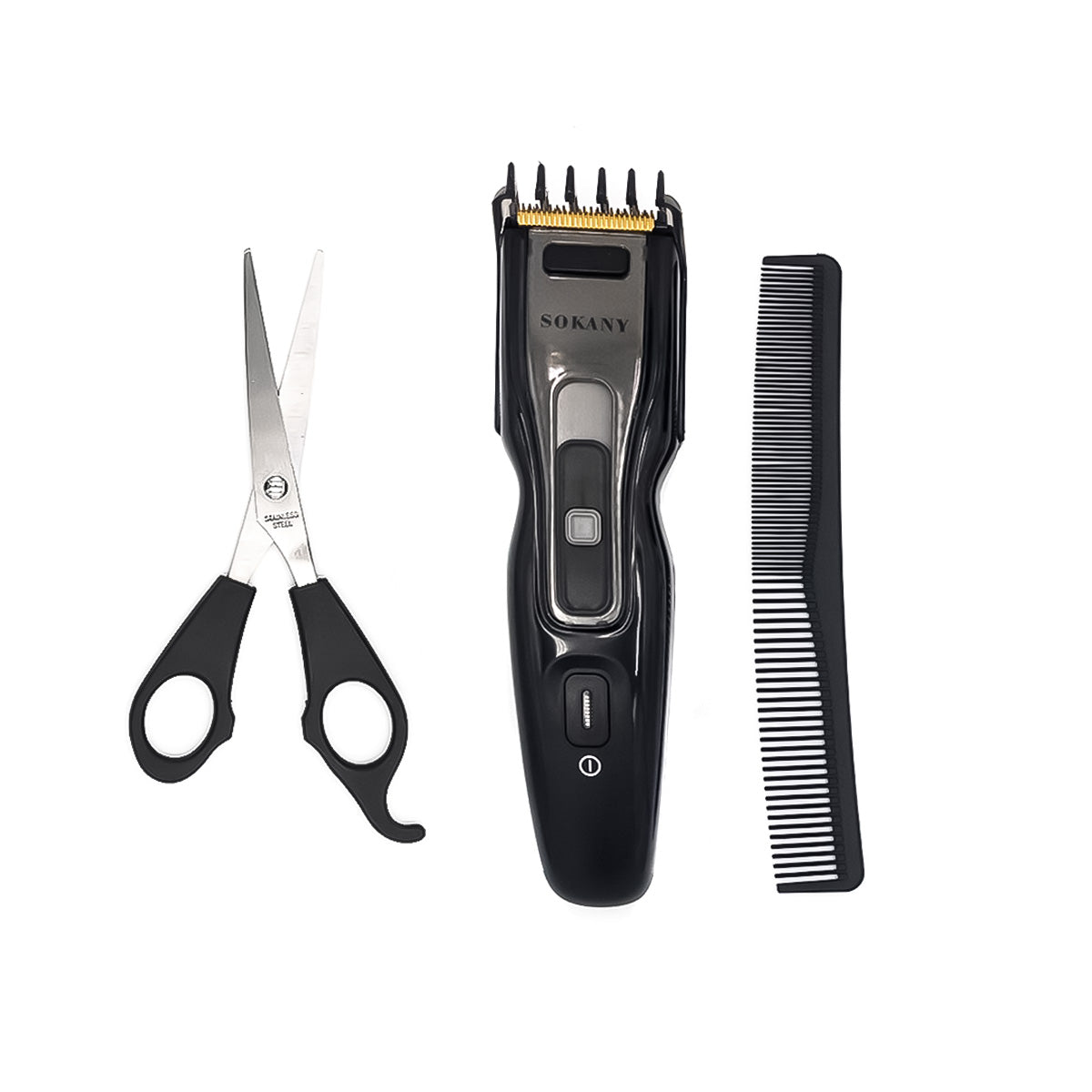 Masina de tuns, Sokany RCM-810, lame cu auto-ascutire, utilizare fara fir, contur, modelare si barbierit uscat, Negru
