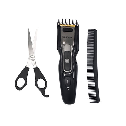 Masina de tuns, Sokany RCM-810, lame cu auto-ascutire, utilizare fara fir, contur, modelare si barbierit uscat, Negru