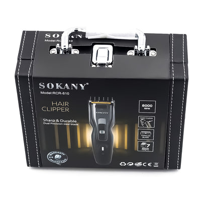Masina de tuns, Sokany RCM-810, lame cu auto-ascutire, utilizare fara fir, contur, modelare si barbierit uscat, Negru