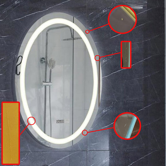 Resigilat: Oglinda de baie, RD3314-1, cu iluminare Led, Dimensiuni 58.5x78.5 cm, Ceas, Termometru