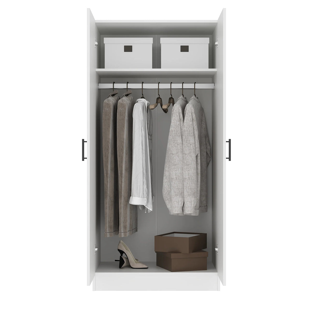 Dulap Remi, 2 Usi, cu polite, Alb, 80 x 51 x 170 cm