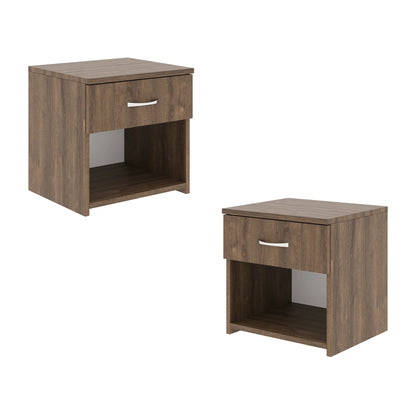 Set 2 Noptiere Remi, 1 Sertar, Stejar Bronz, 40 x 35 x 40 cm