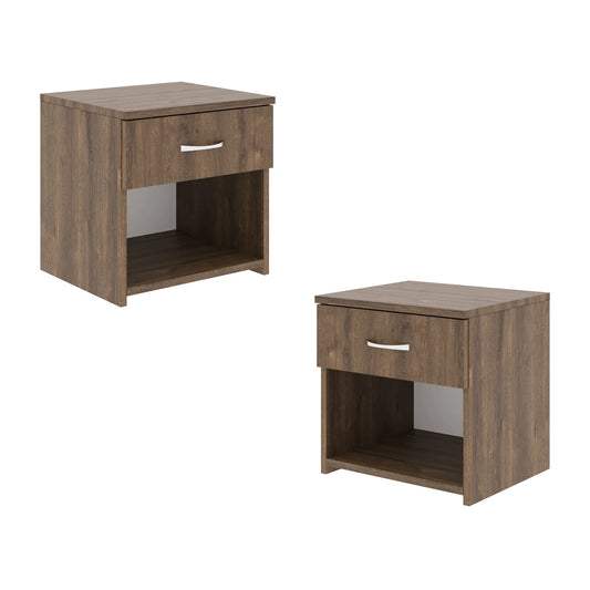 Set 2 Noptiere Remi, 1 Sertar, Stejar Bronz, 40 x 35 x 40 cm