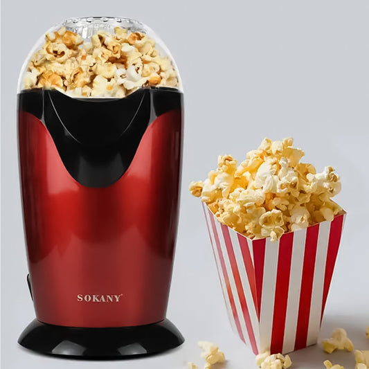 Aparat de facut popcorn Sokany RH-288, 1200W, tehnologie cu aer cald, timp de preparare max. 3 min, pahar dozator boabe, Rosu