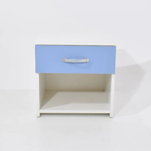Set 2 Noptiere Leco, 1 Sertar, Alb/Bleu, 40 x 35 x 40 cm