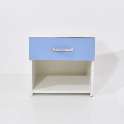 Set 2 Noptiere Leco, 1 Sertar, Alb/Bleu, 40 x 35 x 40 cm
