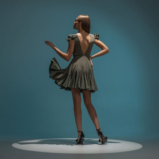 Rochie scurta clos din jersey cu clini si aripioare din in Laguna