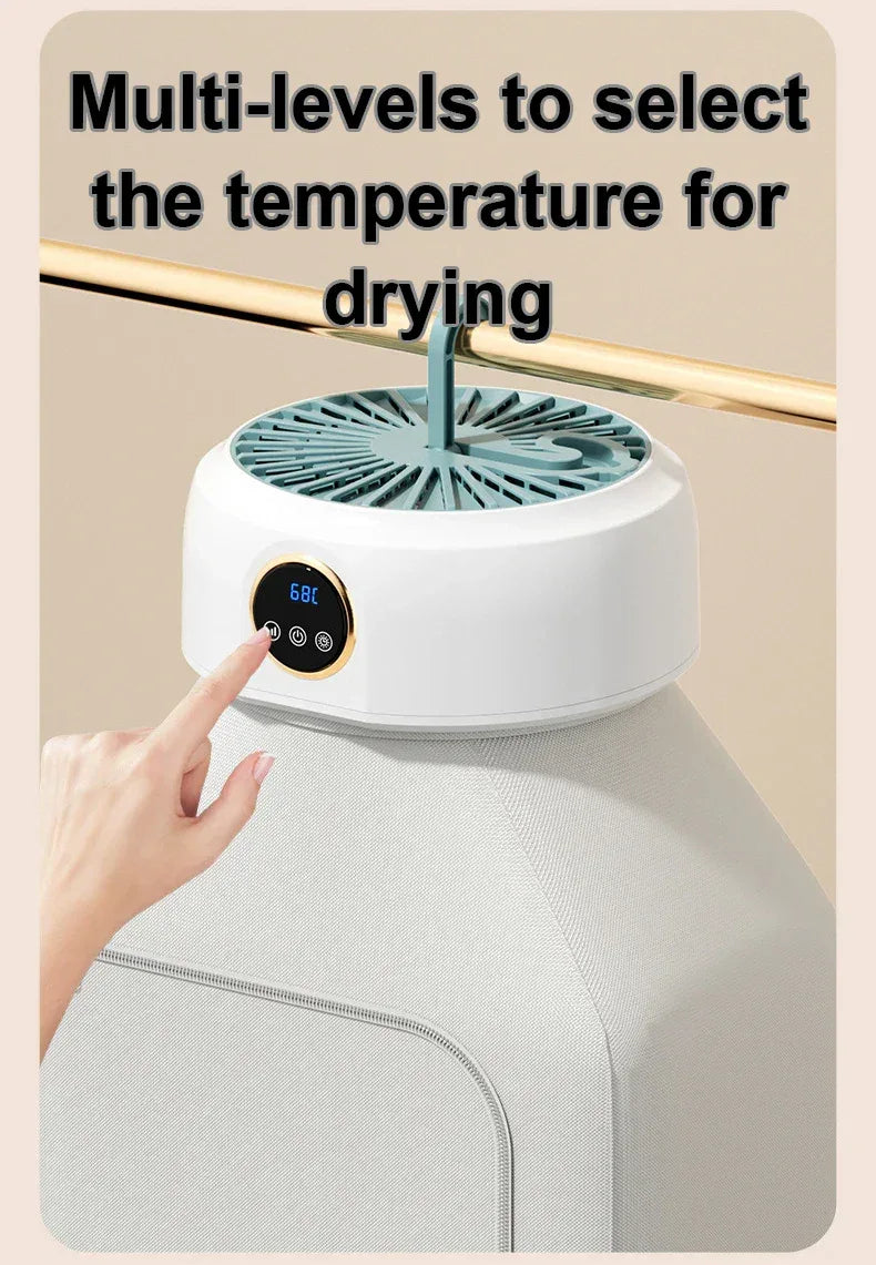 Uscător de Rufe Portabil 600W cu Timer Digital și Sac Pliabil – Ideal pentru Călătorii și Dormitor - EU
