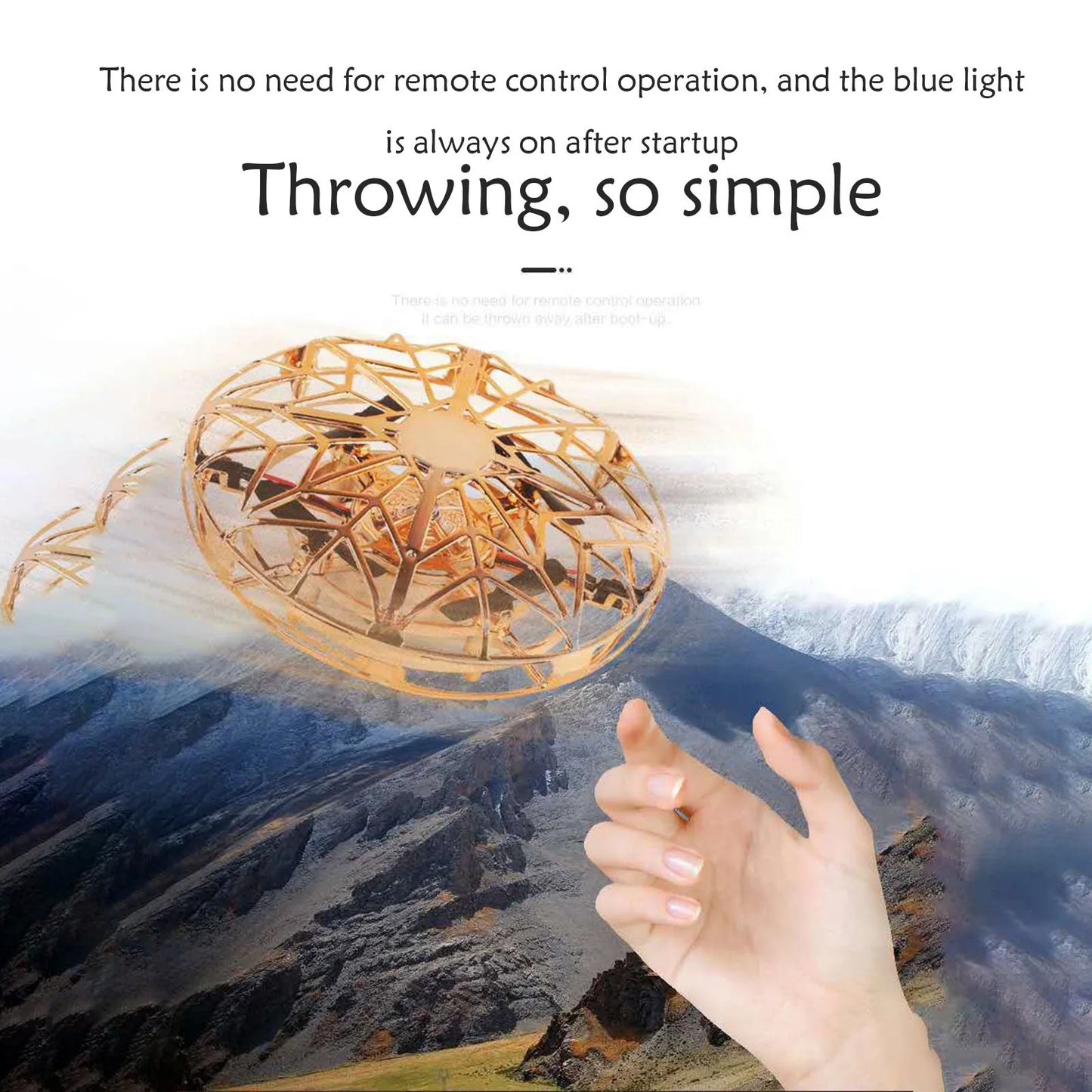 Quadcopter cu Control Prin Inductie Infraroșu și Mod de Mentinere a Altitudinii - Jucărie Drone 3D cu Protecție Completă și Mod Fără Cap - Auriu, One Size