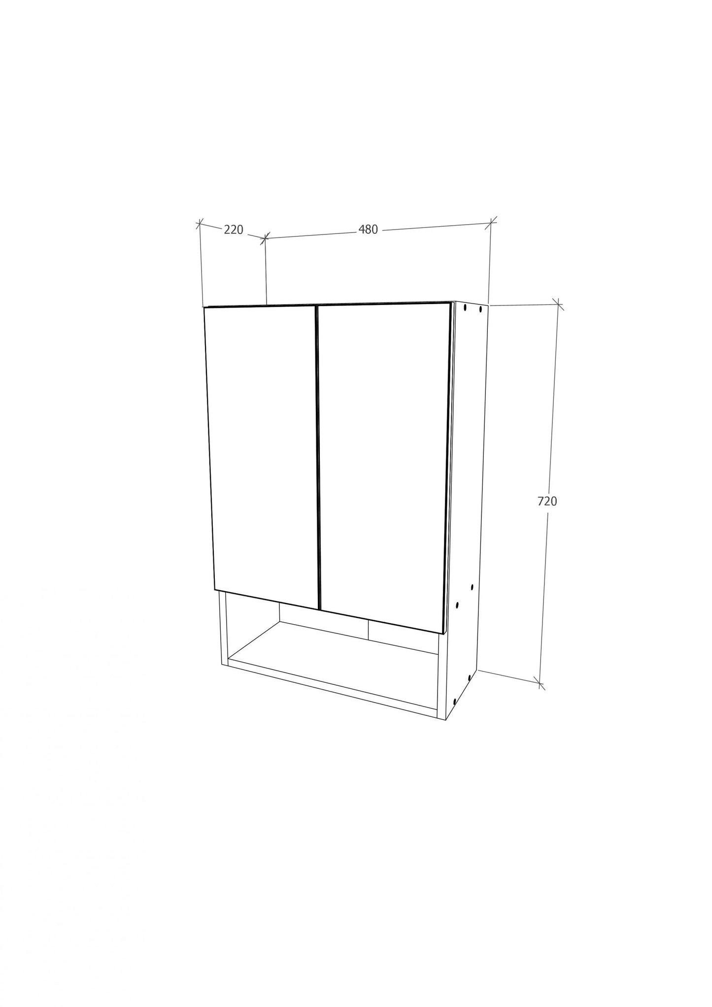 Corp Baie haaus Zed, Suspendat, 2 Usi, Gri Lucios/Alb, MDF, L 48 x l 22 x H 72 cm