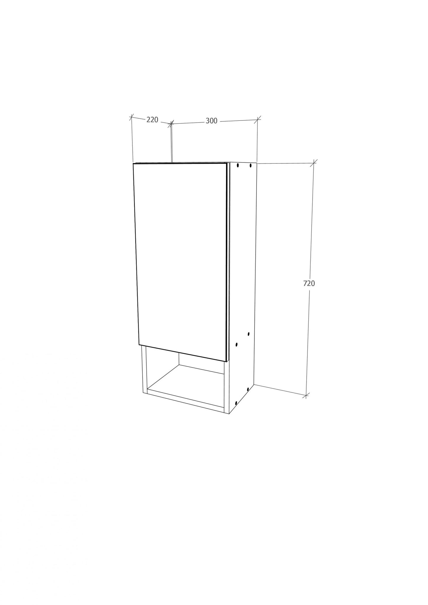 Corp Baie haaus Zed, Suspendat, 1 Usa, Alb lucios/Alb, MDF, L 30 x l 22 x 72 cm