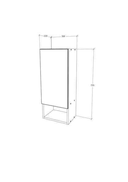 Corp Baie haaus Zed, Suspendat, 1 Usa, Alb lucios/Alb, MDF, L 30 x l 22 x 72 cm