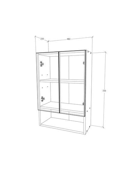 Corp Baie haaus Zed, Suspendat, 2 Usi, Alb lucios/Alb, MDF, L 48 x l 22 x H 72 cm