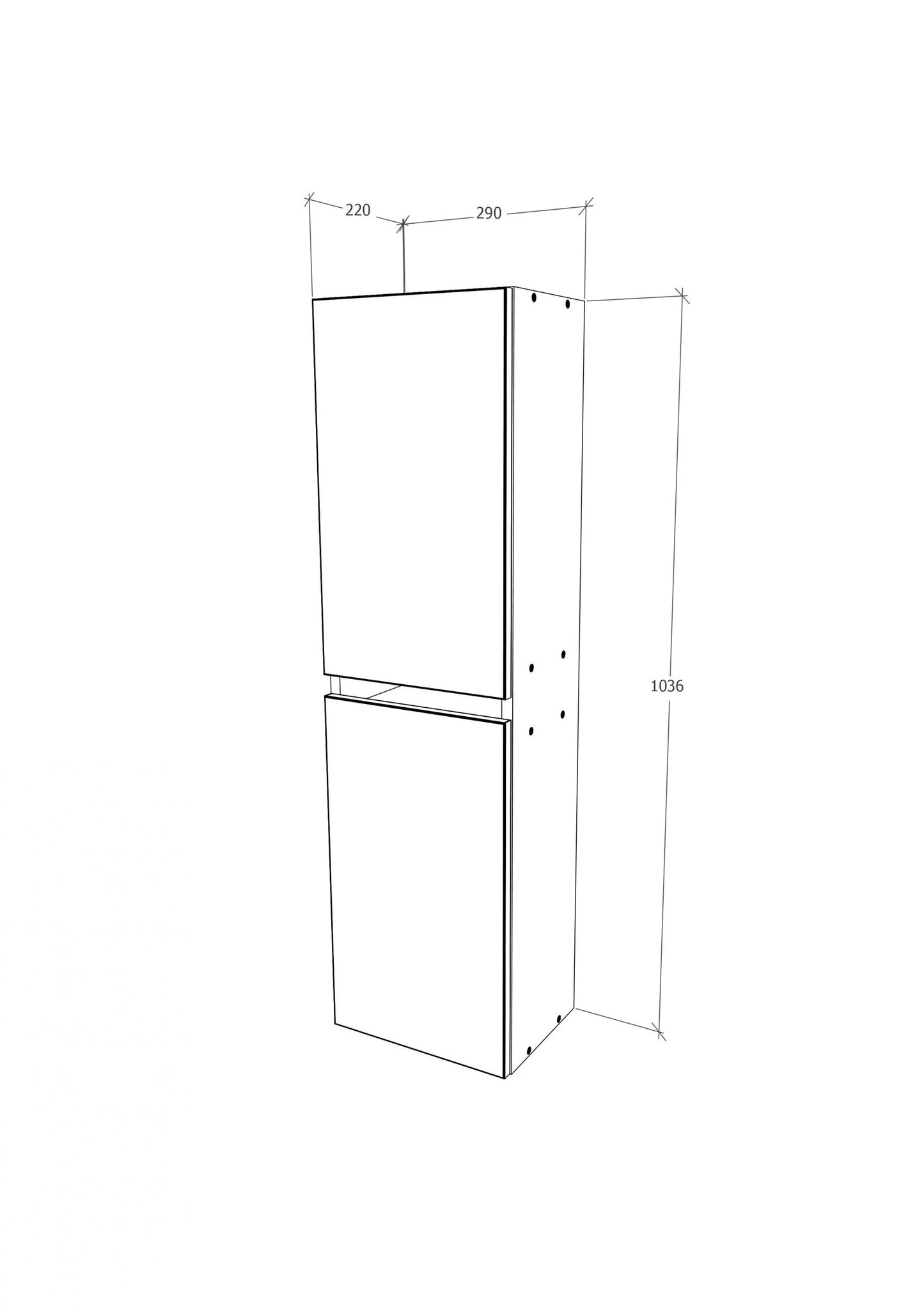 Soldat Baie haaus Zed, Suspendat, 2 Usi, Gri Lucios/Alb, MDF, L 29 x l 22 x 104 cm