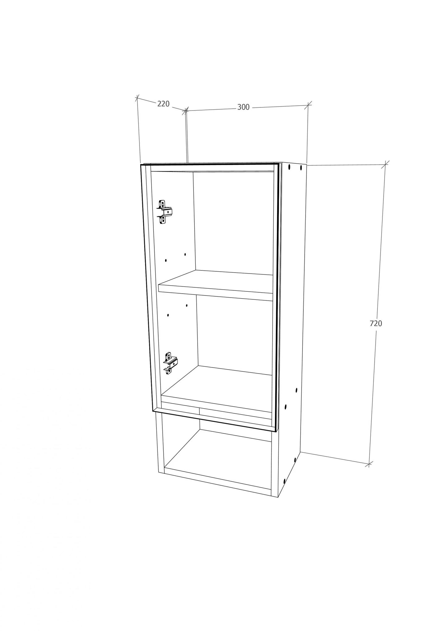 Corp Baie haaus Zed, Suspendat, 1 Usa, Alb lucios/Alb, MDF, L 30 x l 22 x 72 cm