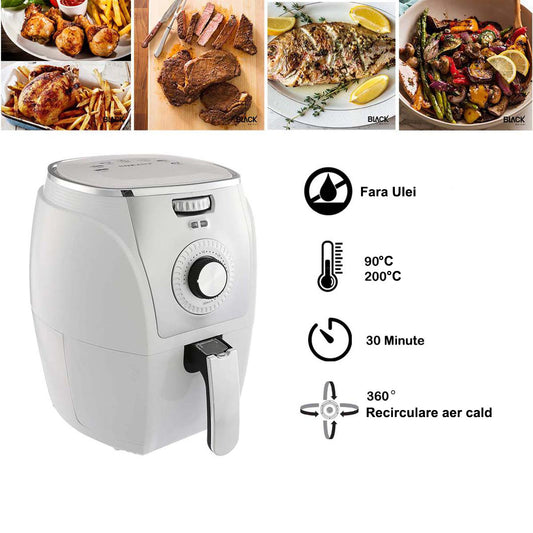 Friteuza fara ulei Sokany SE-3010, 1500W, 5L, Control Temperatura, Alb