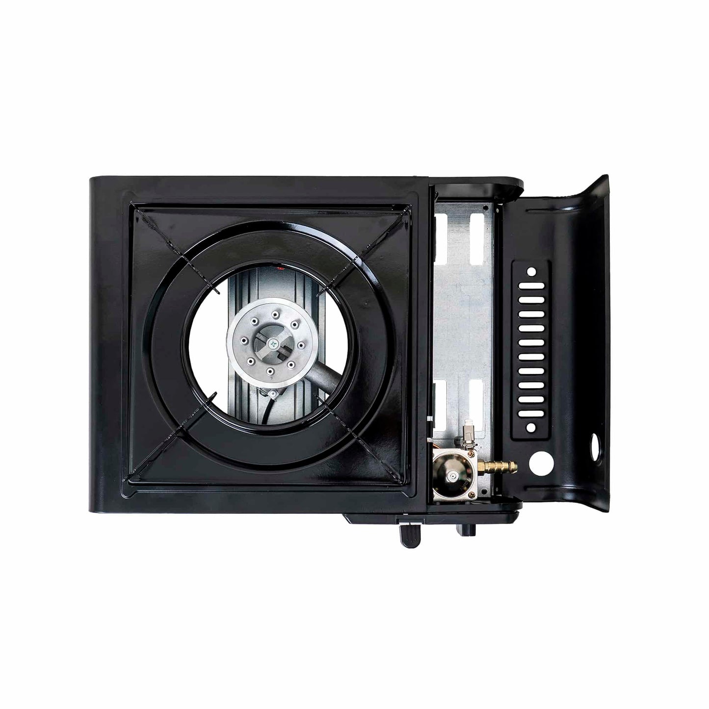 Pachet promo - Aragaz camping, aprindere automata, negru, dubla alimentare + 2 butelii 410ml + kit alimentare butelie / SET 30060