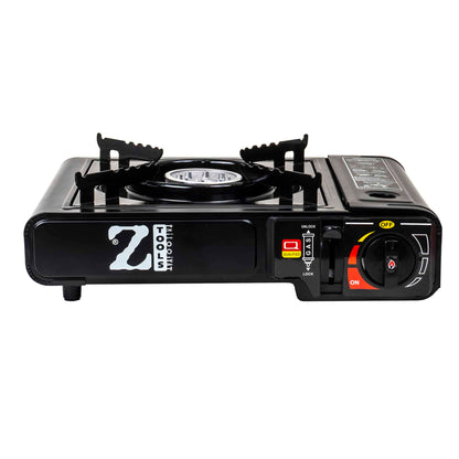 Pachet promo - Aragaz camping, aprindere automata, negru, dubla alimentare + 2 butelii 410ml + kit alimentare butelie / SET 30060