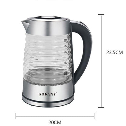 Fierbator apa, Sokany SK-1027, 2000W, capacitate 2.2L, control temperatura, indicator luminos,  Argintiu