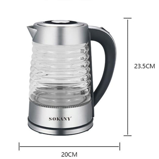 Fierbator apa, Sokany SK-1027, 2000W, capacitate 2.2L, control temperatura, indicator luminos,  Argintiu