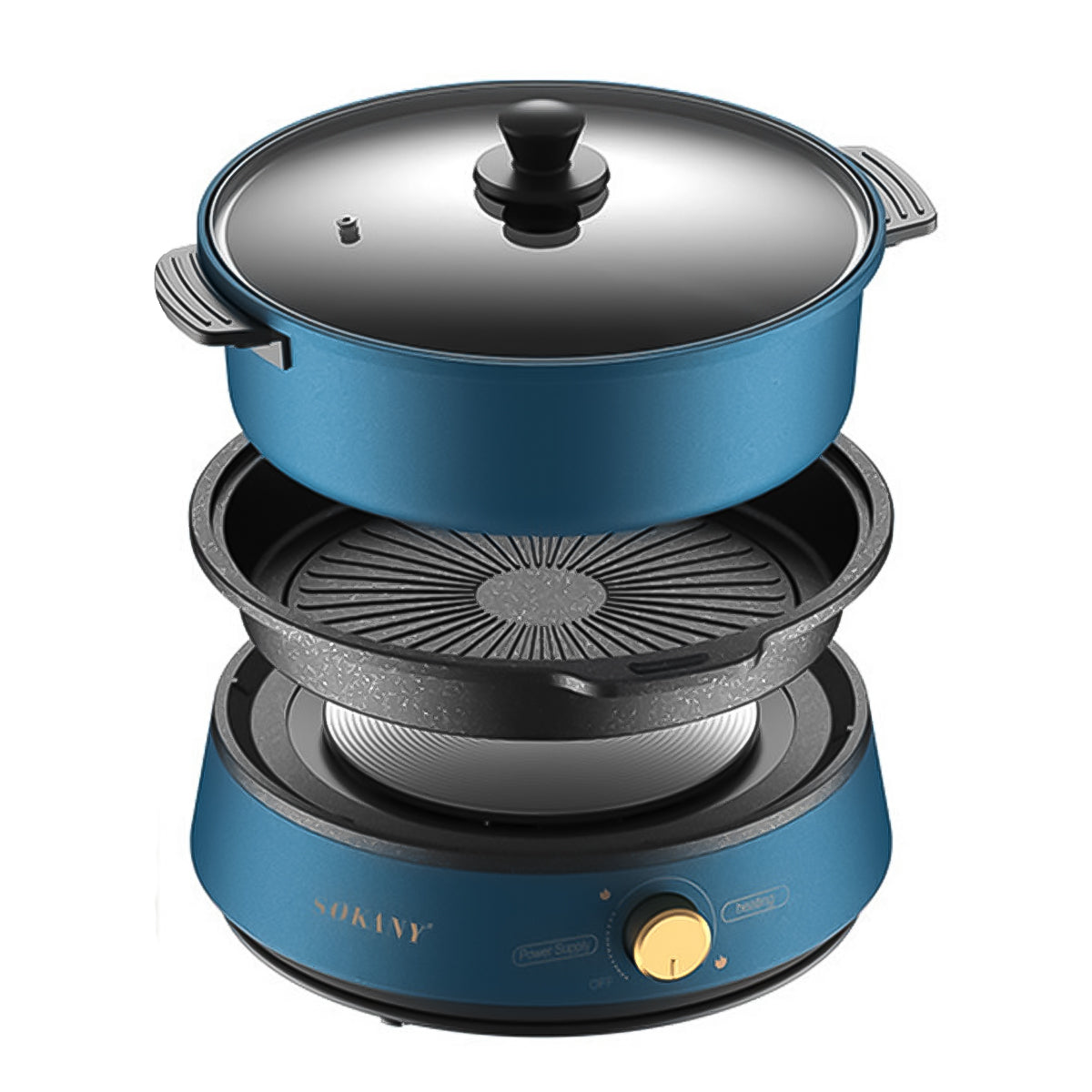 Multicooker 3 in 1 Sokany SK-2006, 1350W, 4L, Blue