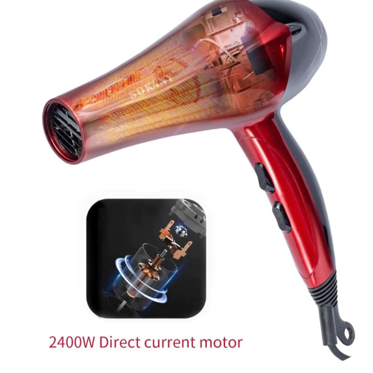 Uscator de par Sokany SK-2211, 2400W, Professional Line, Rosu