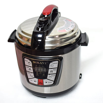 Oala sub presiune electrica, Sokany SK-2401, 1000W, 6L, functionalitate de multicooker, pastrare la cald, Inox