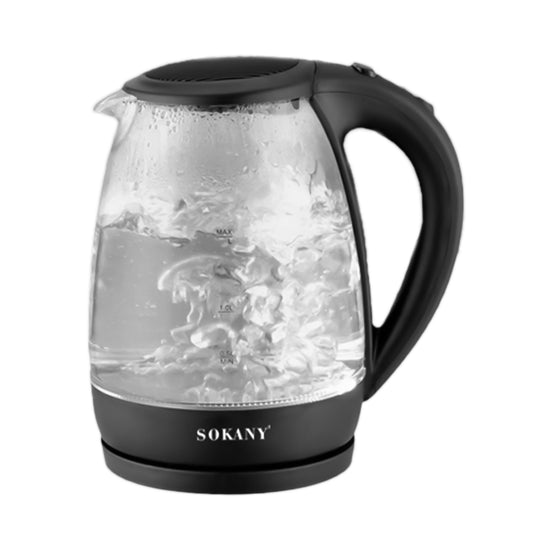 Fierbator apa, Sokany SK-601, 2000W, capacitate 2L, control temperatura, indicator luminos,  Negru