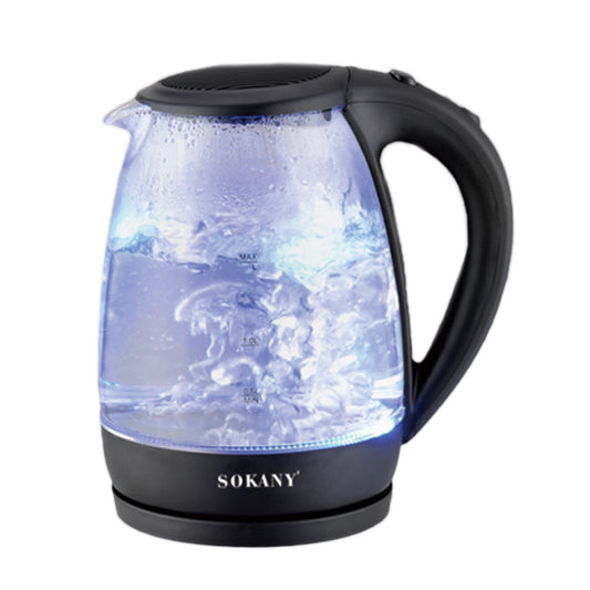 Fierbator apa, Sokany SK-601, 2000W, capacitate 2L, control temperatura, indicator luminos,  Negru