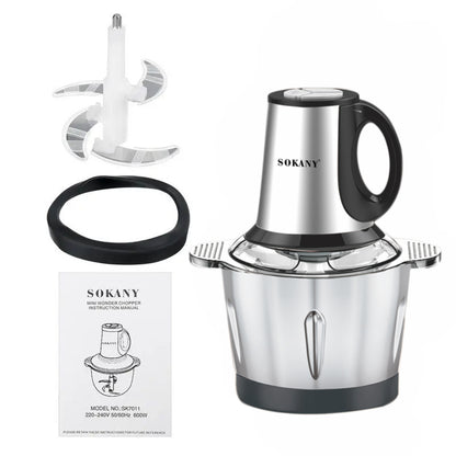Tocator electric Sokany SK-7011, 4 lame din otel inoxidabil de inalta calitate, 500 W, 3L, recipient din Inox, Negru