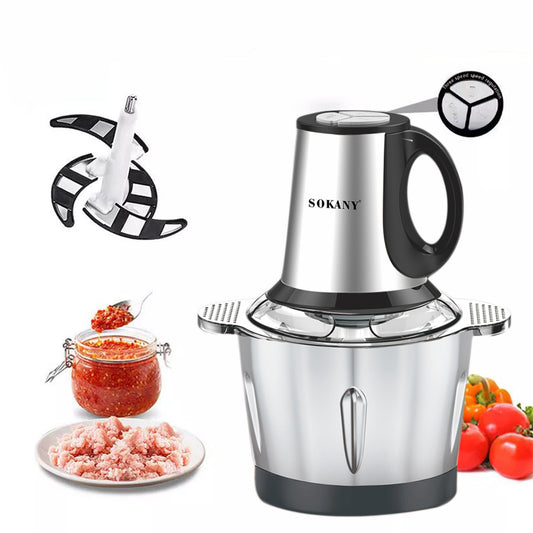 Tocator electric Sokany SK-7011, 4 lame din otel inoxidabil de inalta calitate, 500 W, 3L, recipient din Inox, Negru