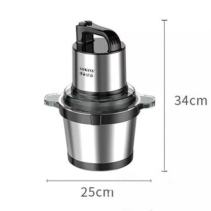 Tocator electric Sokany SK-7028, 4 lame din otel inoxidabil de inalta calitate, 800 W, 4L, recipient din Inox, Negru/Inox