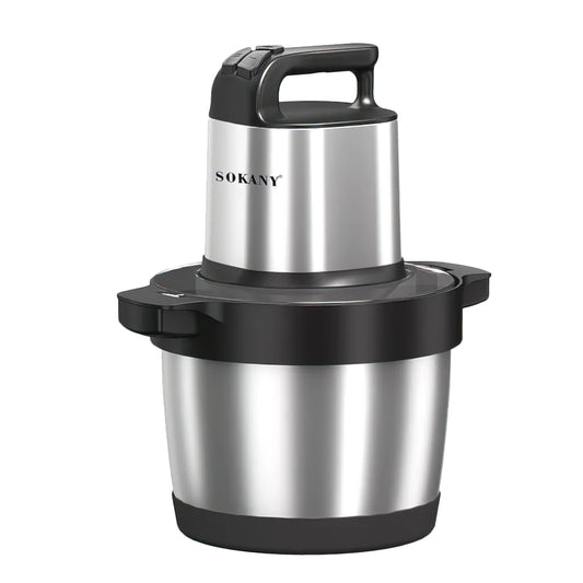 Tocator electric Sokany SK-YM-7033, 4 lame din otel inoxidabil de inalta calitate, 1500 W, 6L, recipient din Inox, Negru/Inox