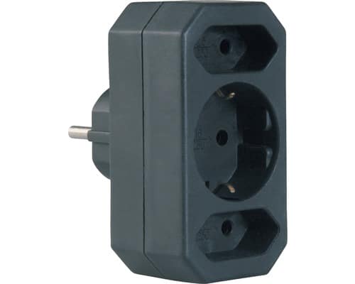 Adaptor triplu 1xSchucko+2xEuro, 16A, 250V negru Strohm / SM-A-GA01012B