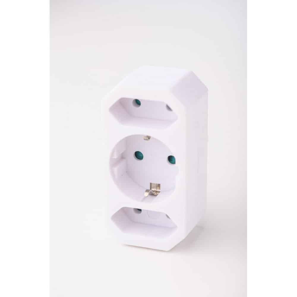 Adaptor triplu 1xSchucko+2xEuro, 16A, 250V alb Strohm / SM-A-GA01012W