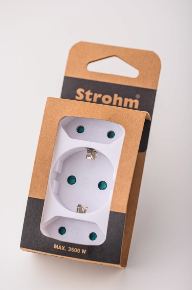 Adaptor triplu 1xSchucko+2xEuro, 16A, 250V alb Strohm / SM-A-GA01012W