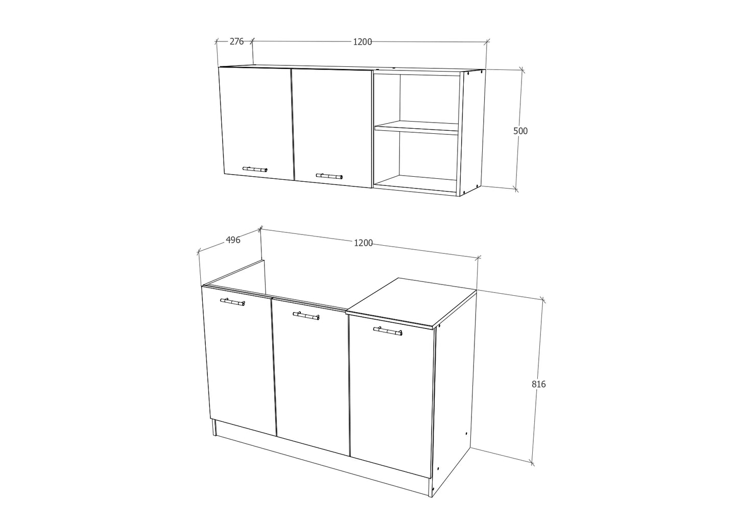Set Bucatarie haaus Ara, Stejar Sonoma Inchis/Alb, L 120 cm