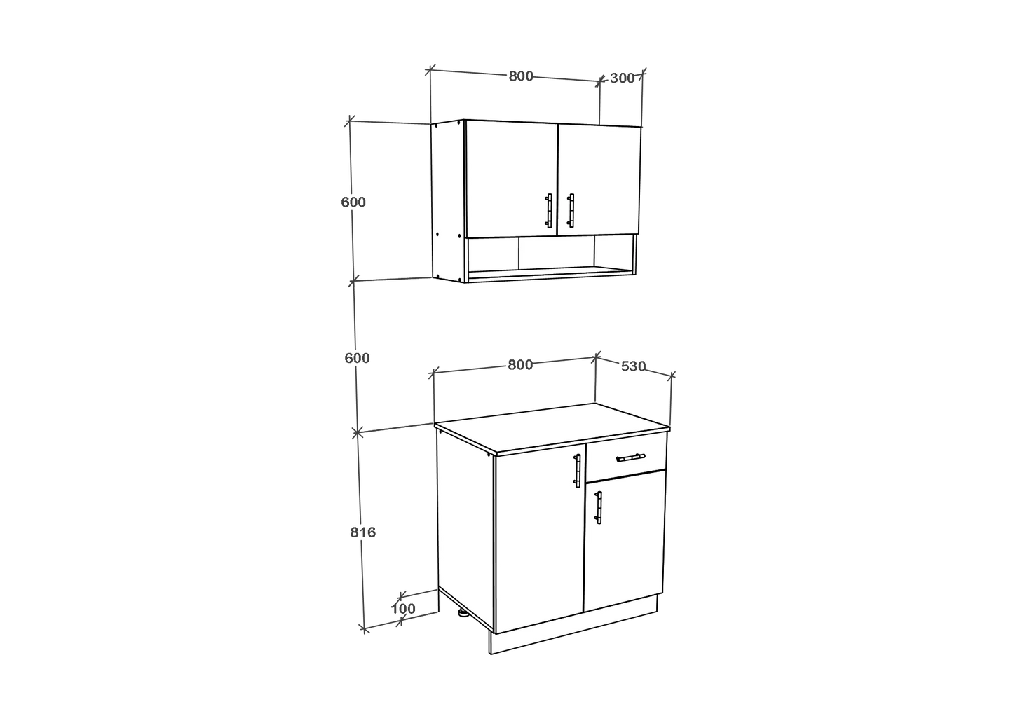 Set Bucatarie haaus Berna, Alb, L 80 cm