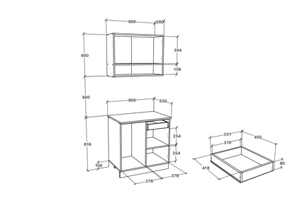 Set Bucatarie haaus Berna, Alb, L 80 cm