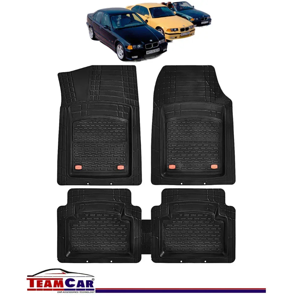 Covorase Auto TEAMCAR® Tip Tavita pentru BMW Seria 3 E36 1991-2000, Compatibile Universal, Negru, Set Complet Față-Spate - 221.ro