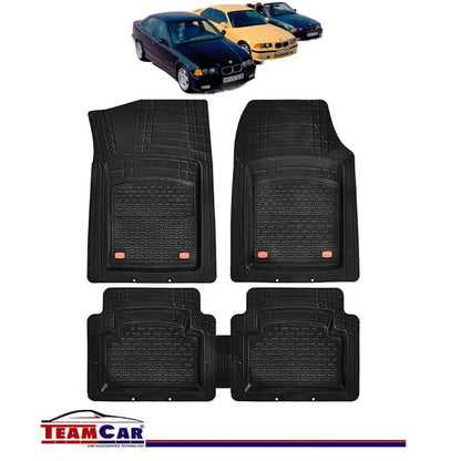 Covorase Auto TEAMCAR® Tip Tavita pentru BMW Seria 3 E36 1991-2000, Compatibile Universal, Negru, Set Complet Față-Spate - 221.ro