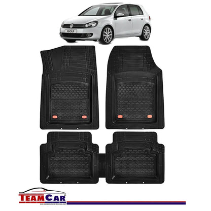 Covorașe Auto Compatibile Volkswagen Golf 6 TEAMCAR® Negru Tip Tavă, Set Complet