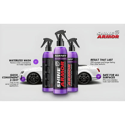 Shine Armor - Spray Ceramic 3 în 1 pentru Protecție și Lustruire - Kit 236 ml cu lavetă microfibră și pulverizator