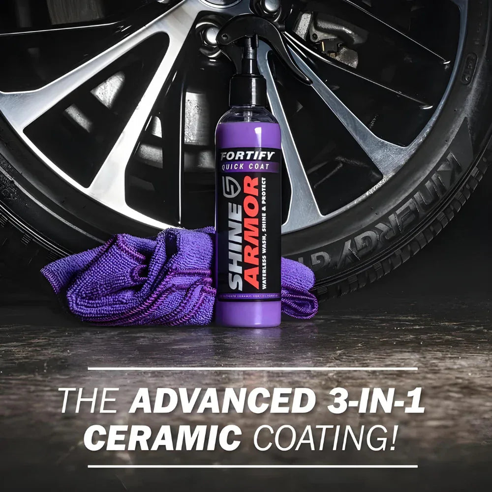 Shine Armor - Spray Ceramic 3 în 1 pentru Protecție și Lustruire - Kit 236 ml cu lavetă microfibră și pulverizator